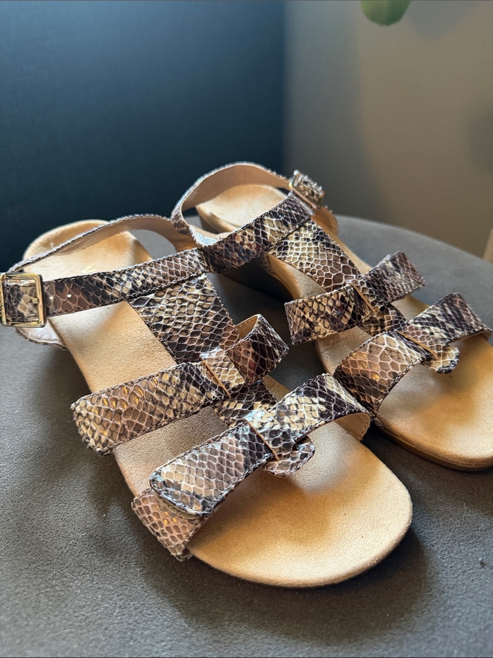 Vionic Glenda Strappy Wedge Adjustable Strap Comfort Sandal Snakeskin Womens 8